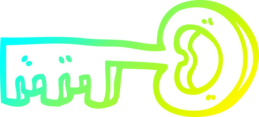 cold gradient line drawing cartoon metal key