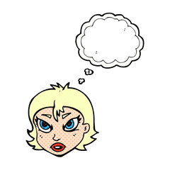 thought bubble cartoon angry female face