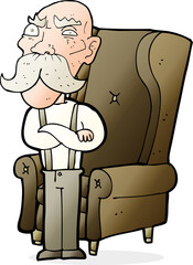 cartoon old man and chair