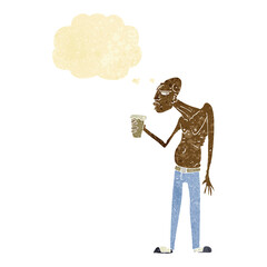 cartoon hooligan with thought bubble