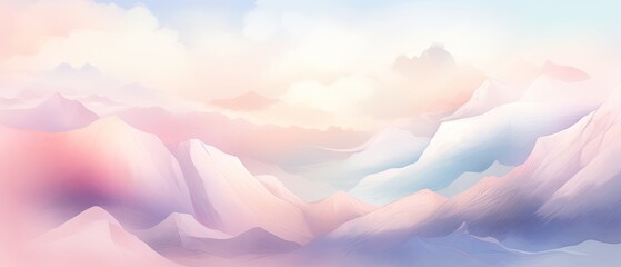 A Painting of Clouds and Mountains in Pastel Colors