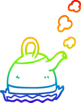 recommend clip art: rainbow gradient line drawing cartoon kettle on stove