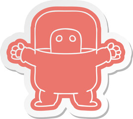 cartoon sticker of an alien in a suit