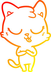 warm gradient line drawing cartoon cat