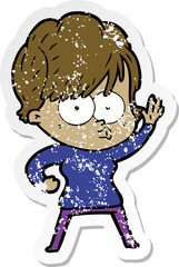 distressed sticker of a cartoon woman