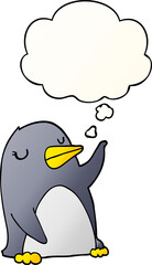 cartoon penguin and thought bubble in smooth gradient style