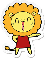 sticker of a happy cartoon lion