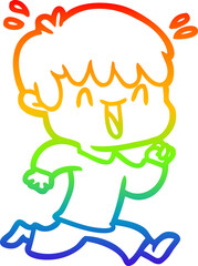 rainbow gradient line drawing cartoon laughing boy