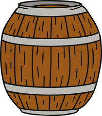cartoon doodle of a wooden barrel