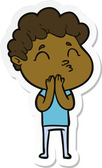 sticker of a cartoon man pouting