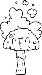 cartoon mushroom with spoor cloud