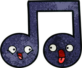 retro grunge texture cartoon musical note
