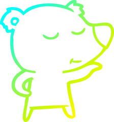 cold gradient line drawing happy cartoon bear