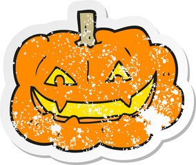 retro distressed sticker of a cartoon spooky pumpkin