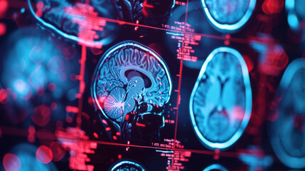 Blurred backdrop of Brain imaging utilizing MRI technology.