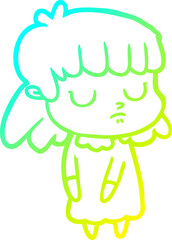 cold gradient line drawing cartoon indifferent woman