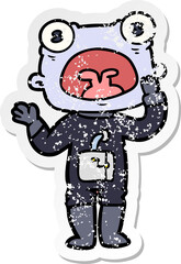 distressed sticker of a cartoon weird alien communicating