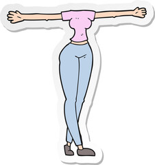sticker of a cartoon female body with wide arms