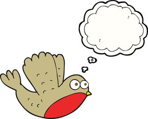 thought bubble cartoon flying christmas robin