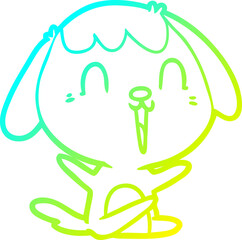 cold gradient line drawing cute cartoon dog crying