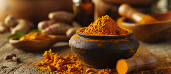 Traditional Ayurvedic treatment using turmeric and herbal oils.
