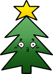 Fototapeta premium gradient shaded cartoon christmas tree