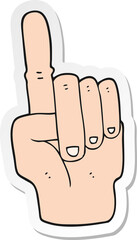 sticker of a cartoon pointing hand