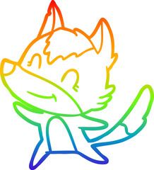 rainbow gradient line drawing friendly cartoon wolf