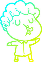 cold gradient line drawing cartoon man pulling face