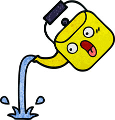 retro grunge texture cartoon pouring kettle