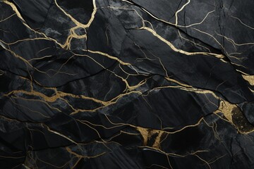 Striking black marble texture with golden veins, perfect for sophisticated wallpapers, luxury background designs, or stylish graphic elements.