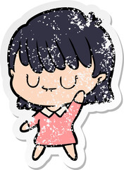 distressed sticker of a cartoon woman