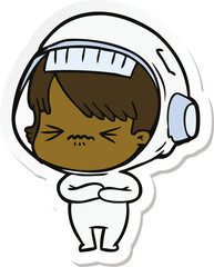 sticker of a angry cartoon space girl