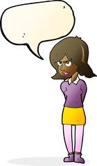 cartoon annoyed woman with speech bubble
