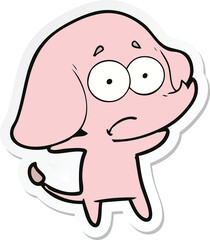 sticker of a cartoon unsure elephant