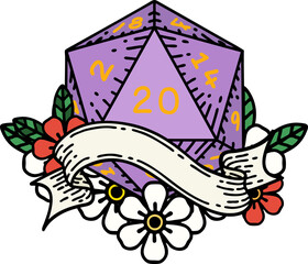 natural twenty D20 dice roll illustration