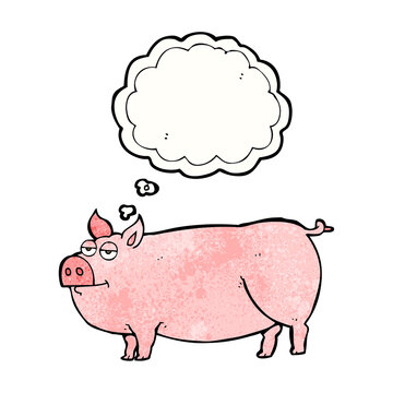 thought bubble textured cartoon huge pig