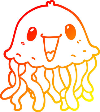 recommend clip art: warm gradient line drawing cartoon jellyfish