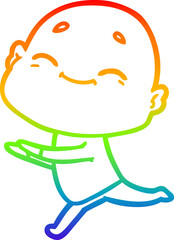 rainbow gradient line drawing happy cartoon bald man