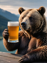Photo Of Bear With A Glass Of Beer In The, Est.