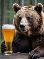 Photo Of Bear With A Glass Of Beer In The, Est.