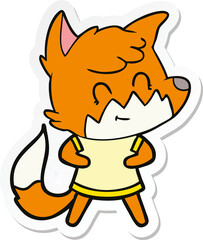 sticker of a cartoon friendly fox