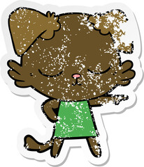 distressed sticker of a cute cartoon dog