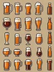 Photo Of Set Of Beer Icon, Such As Alcohol, Brewery, Craft Beer, Hop.