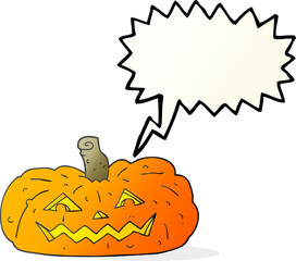 speech bubble cartoon halloween pumpkin