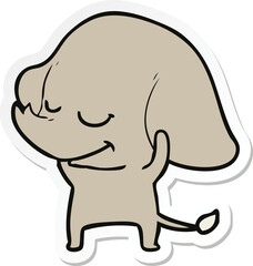 sticker of a cartoon smiling elephant