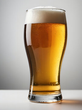 Photo Of White Background Glass Of Beer.