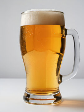 Photo Of White Background Glass Of Beer.