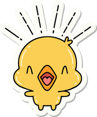 sticker of tattoo style singing chick
