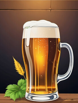 Photo Of Colorful Illustration Banner Of Glass Of Beer With.
